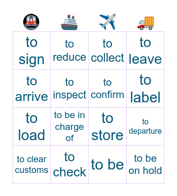 MF1006_2 Verbs (Review 2) Bingo Card