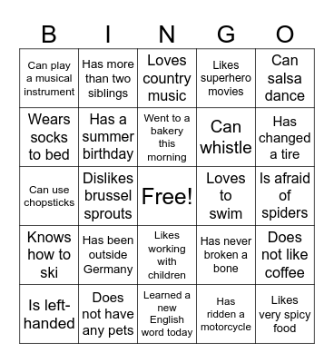 Icebreaker Bingo Card