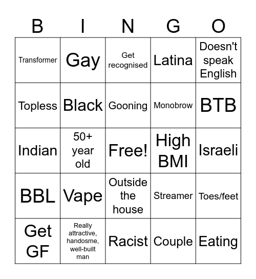 Omegle Bingo Card