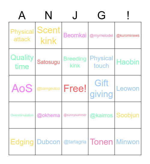 Yoru Bingo Card