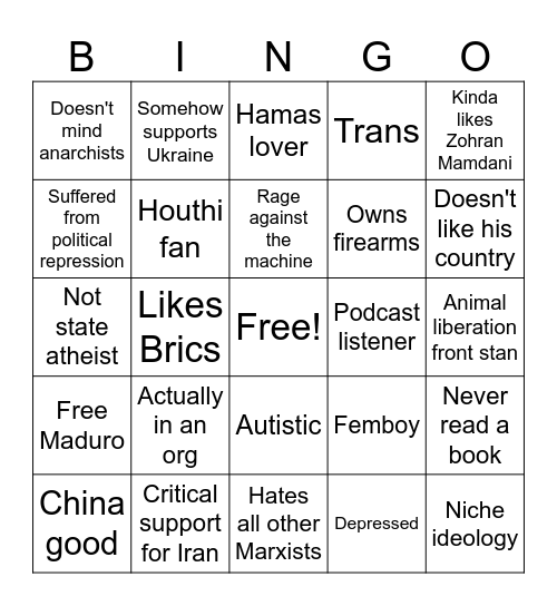 Modern Marxist Bingo Card