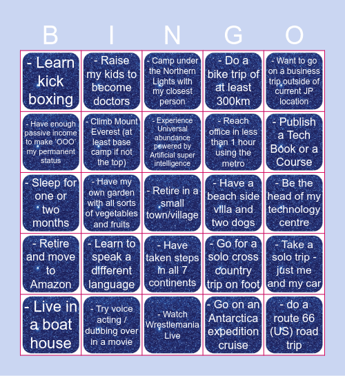 Shimmer with Rashmi Bingo Card