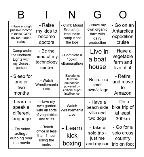 YO YO Bingo Card