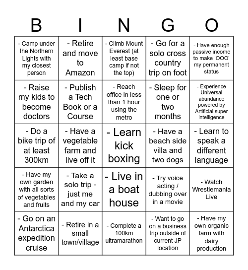 YO YO Bingo Card