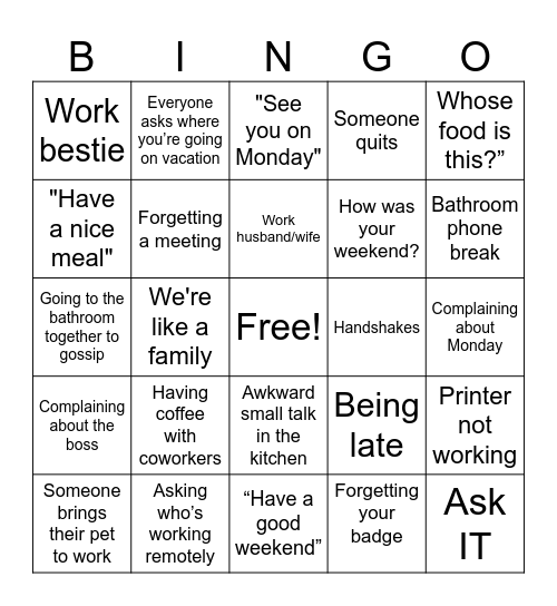 clichés Bingo Card