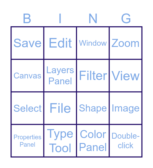 English word table Bingo Card