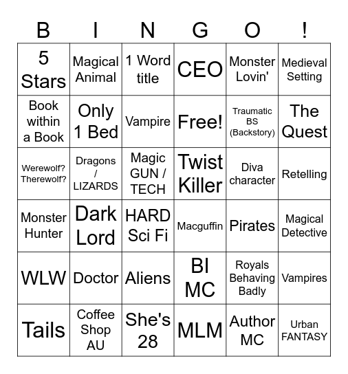 Book Singo Bingo Card