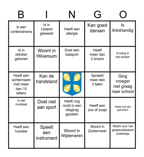 Kennismakingsbingo Card