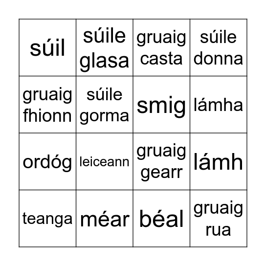 Mé Féin Bingo Card