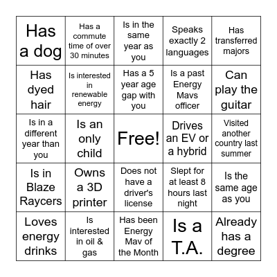 Find someone who... Bingo Card
