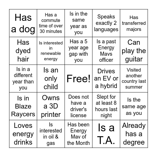 Find someone who... Bingo Card