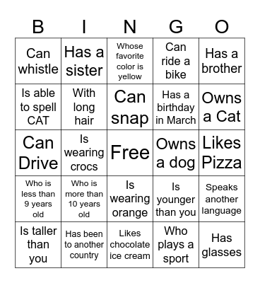 Find Someone Who Bingo Card
