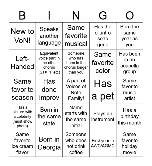 Find Someone Who... Bingo Card
