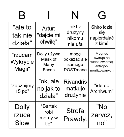 Ostatnie Słowo bingo Card