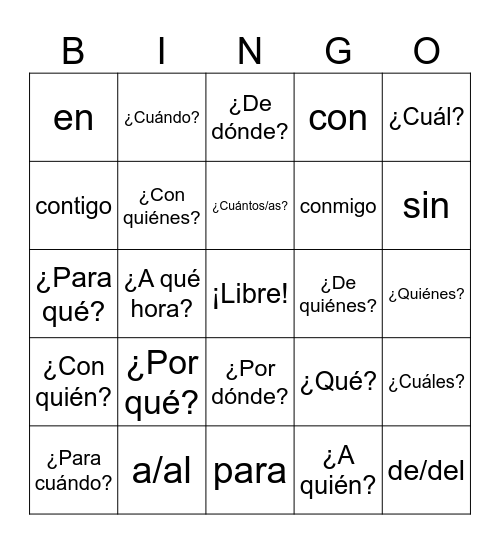 Level 3 Question Words Bingo Card