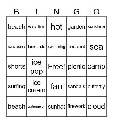 Summer Bingo Card
