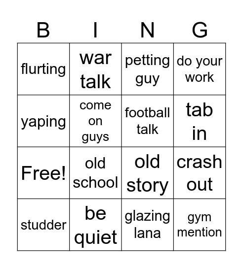 moren Bingo Card