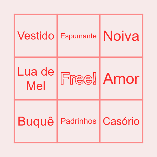 BINGO DO AMOR Bingo Card
