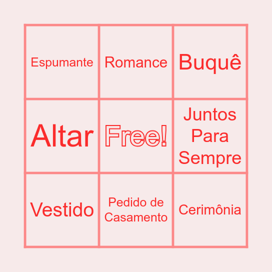 BINGO DO AMOR Bingo Card