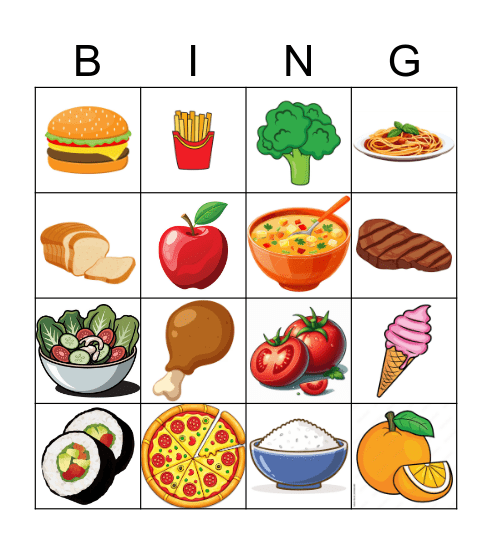 Food Bingo Card