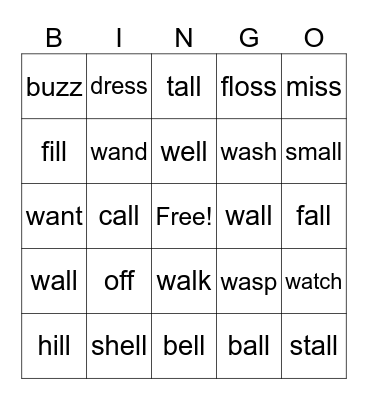 2.1-2.3 Bingo Card
