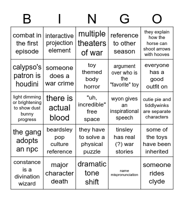 toylight ep. 1 Bingo Card