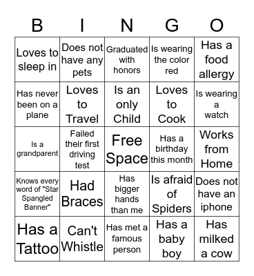 ICEBREAKER BINGO Card