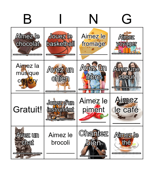 Est-ce que vous ... Bingo Card
