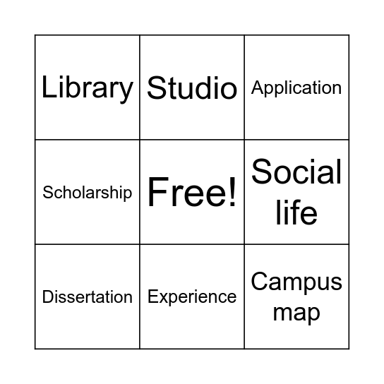 Discover Uni Bingo Card
