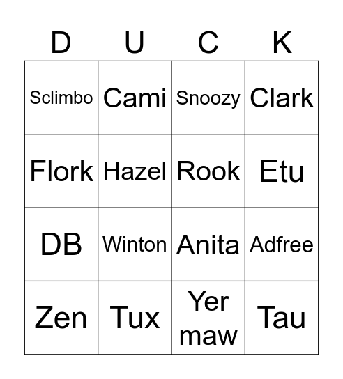 That duck looks like [...]! Bingo Card