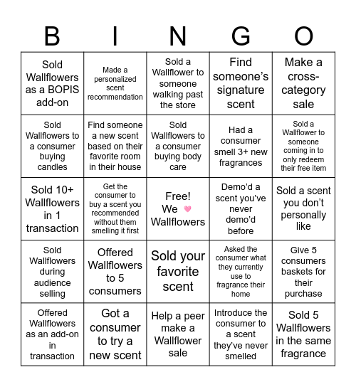 Wallflower Big Days Bingo Card