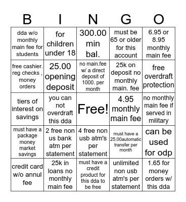 TELLER BINGO Card