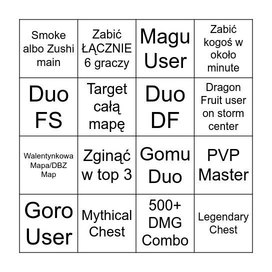 GPO BR Bingo Card