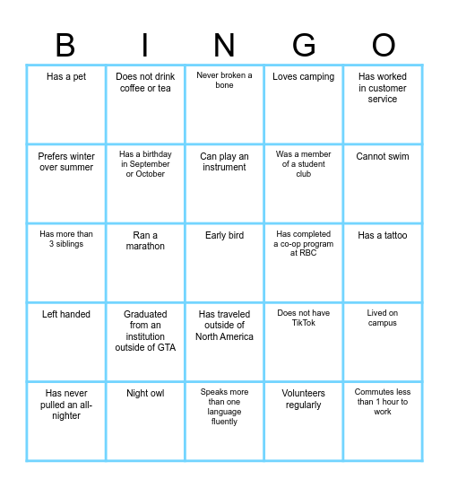 Propel Get-to-know Bingo Card