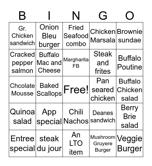 Bingo March 3,2017 Bingo Card
