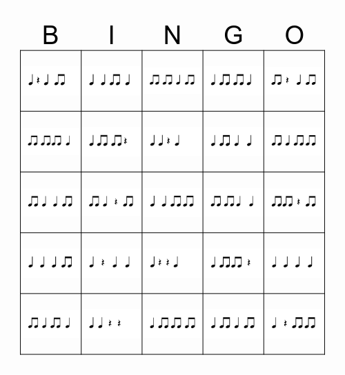 Rhythm ta ti-ti 5x5 Bingo Card