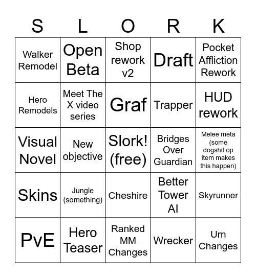 deadlock update bingo Card
