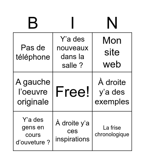 Bingo de CM d’histoire Bingo Card