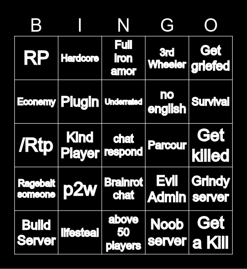 Mc Server Bingo Card