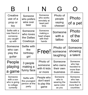 Photo Bingo! Bingo Card
