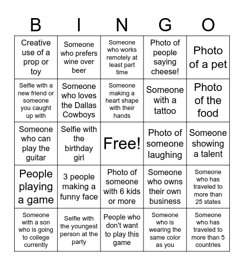 Photo Bingo! Bingo Card