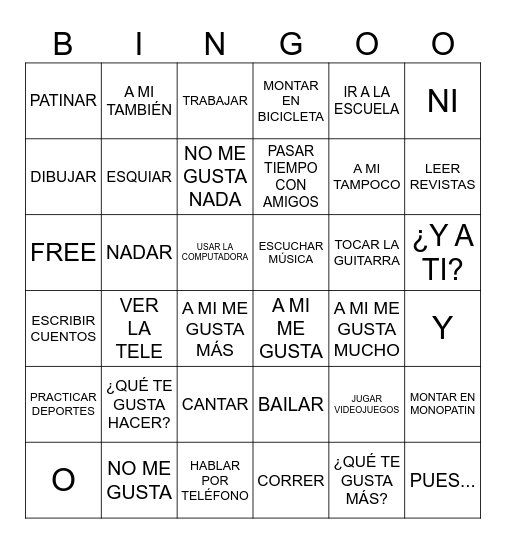 Chapter 1A Bingo Card