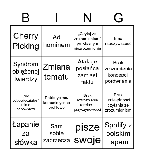 Ćwokowe Bingo Card