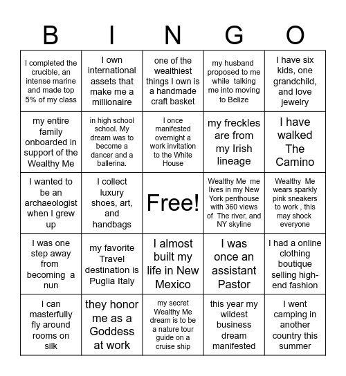 GODDESS BINGO Card