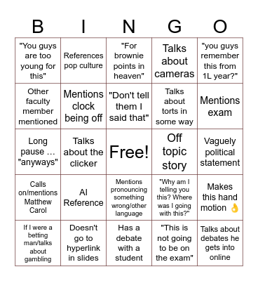 Evidence Bingo Card