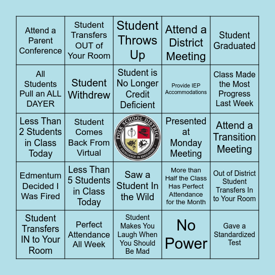 Crossroads Teacher Bingo 26-27 Edition Bingo Card