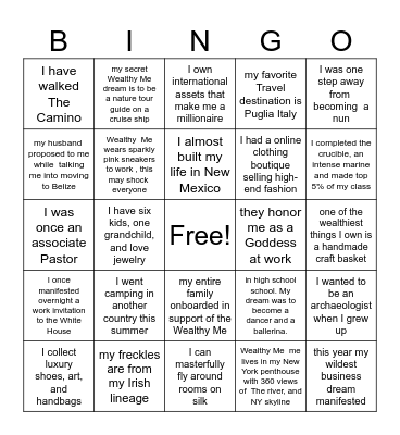 Goddess Bingo Card