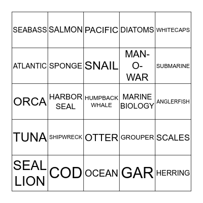 OCEAN BINGO Card