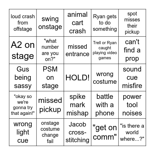 WEDNESDAY BINGO! Bingo Card