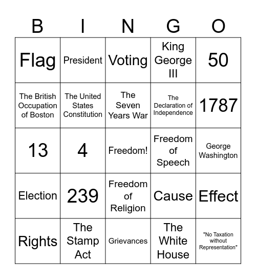 Happy Birthday United States of America Bingo! Bingo Card